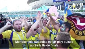 Mondial: joie suédoise et fair-play suisse après le 8e de finale