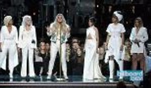 Cyndi Lauper, Camila Cabello, Julia Michaels & Andra Day Join Kesha On Stage In Support of Time's Up Movement at 2018 Grammys | Billboard News