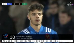 SIX NATIONS U20 : FRANCE - IRLANDE, Romain Ntamack ouvre le score