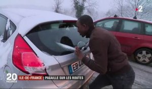 Neige en Île-de-France : les automobilistes coincés dans leur voiture