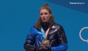 JO 2018 : Biathlon - Remise des médailles du 15 km femmes