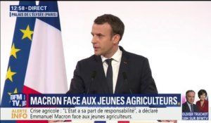"Il y a beaucoup d'habitudes à changer", annonce Macron devant les jeunes agriculteurs