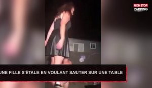 Une fille s’explose en voulant sauter sur une table (Vidéo)