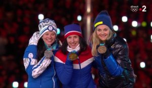 JO 2018 : Ski de fond - Mass Start 30 km Femmes. La cérémonie des médailles