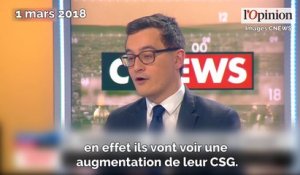 Hausse de la CSG: «Nous assumons tout à fait», assure Gérald Darmanin