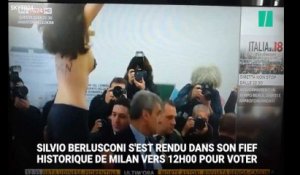 Elections en Italie: Le vote de Berlusconi perturbé par l'irruption de plusieurs Femen seins nus