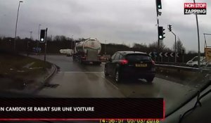 Angleterre : Un camion se rabat brusquement sur une voiture (vidéo)