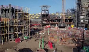 Parc d'attractions Star Wars en construction vu d'un drone