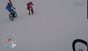 Descente en vélo à 100km/h d'une piste de SKI !!