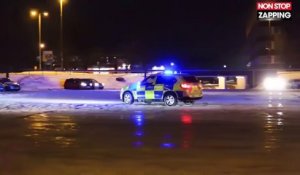 Royaume-Uni : une voiture de police fait du drift sur la glace (vidéo)