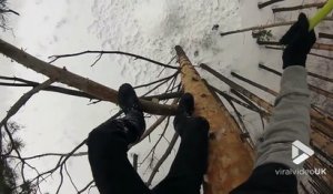 Sauter de 15M de haut dans la neige... le fou !