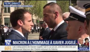 Hommage à Xavier Jugelé : Emmanuel Macron et Anne Hidalgo saluent le compagnon du policier tué