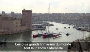 Course UltiMed: les trimarans géants quittent Marseille
