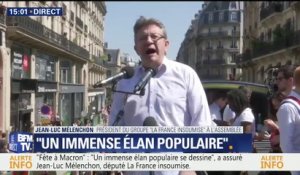 "Cheminots, la France populaire vous aime", scande Mélenchon lors de la "fête à Macron"