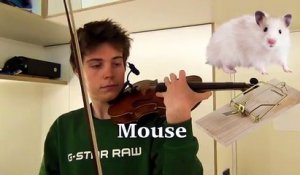 Il imite des cris d'animaux avec un violon