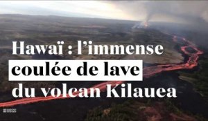 Hawaï: l'immense coulée de lave du volcan Kilauea vue du ciel