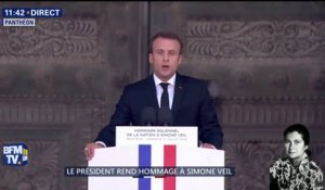 Panthéon: "Avec Simone Veil rentrent ces générations de femmes qui ont fait la France", déclare Emmanuel Macron