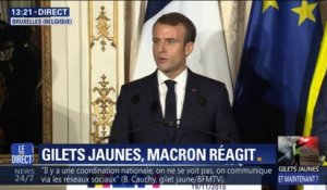 Gilets jaunes: "J'y répondrai en temps voulu mais ça n'est pas le lieu aujourd'hui" déclare Emmanuel Macron