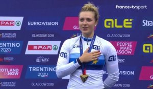 Championnats Européens / Cyclisme sur Piste : Le podium et Marseillaise de Mathilde Gros !