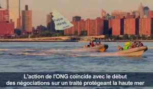 Traité protégeant la haute mer: action de Greenpeace à New York