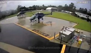 Ce pilote d'hélicoptère fait l'erreur de se poser trop près d'un autre hélicoptère
