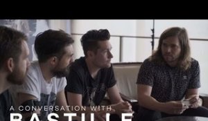 Bastille gets interviewed while playing old-school card game Snap