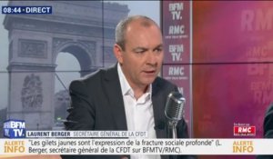 "Les revendications sont trop floues." Laurent Berger (CFDT) n'appelle pas à manifester demain à Paris avec les gilets jaunes