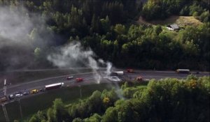 RN 205 : feu de poids lourd dans la montée de Chamonix
