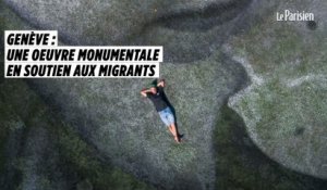 Genève : Saype peint une oeuvre monumentale en soutien aux migrants