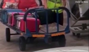 Un bagagiste vole un objet dans une valise : flag