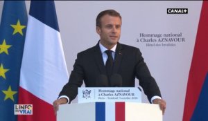 Discours poignant d'Emmanuel Macron à l'hommage national de Charles Aznavour - L'info du vrai du 05/10 - CANAL+