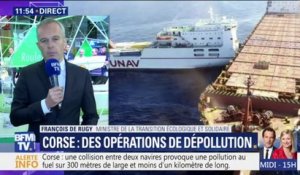 Collision près de la Corse: de Rugy assure que la fuite d'hydrocarbure "est maîtrisée"