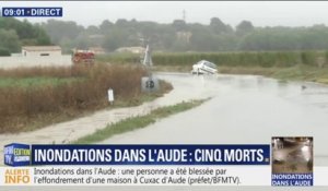 Inondations dans l'Aude: de nombreuses routes sont complètement submergées