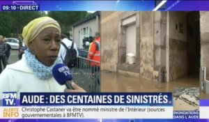 Inondations dans l'Aude: "aidez nous, ne nous abandonnez pas", demande cette sinistrée à Macron