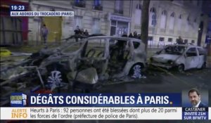 Scène de désolation avenue Kléber à Paris... Plusieurs voitures stationnées ont été incendiées