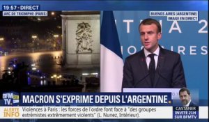 "Je n'accepterai jamais la violence." Macron réagit depuis Buenos Aires aux violences survenues à Paris