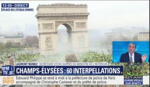 "On a récupéré des marteaux." Laurent Nunez évoque l'interpellation d'individus "extrêmement violents" aux abords des Champs-Élysées