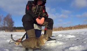 Un russe emmène son chat à la pêche !