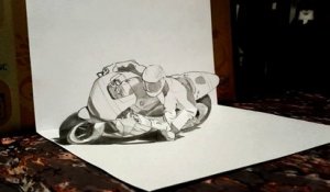 Drawing illusion 3D Anamorphique - Moto