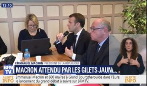 En visite surprise à Gasnay dans l'Eure, Emmanuel Macron estime qu'"il y a des problèmes qui ne datent pas d'hier et qu'il nous faut traiter"