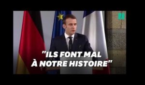 Emmanuel Macron condamne "les mensonges" sur le traité d'Aix-la-Chapelle