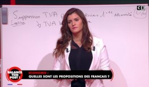 Marlène Schiappa note les propositions des Français sur un paperboard