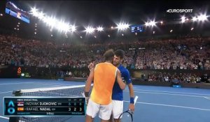 Un dernier revers trop long de Nadal et Djokovic a pu exulter : revivez la balle de match