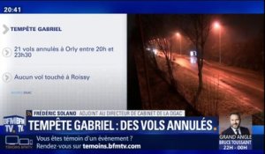 Tempête Gabriel: 21 vols sont annulés à Orly entre 20h et 23h30