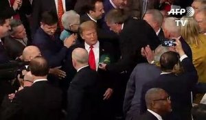 Donald Trump arrive pour son discours au Congrès