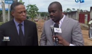 RTG/Visite de chantier d’aménagement des voies secondaires du cap caravane d’akondje village  par le Ministre des travaux publics