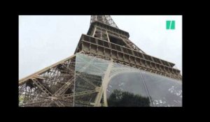 Les premières images de la barrière de verre installée autour de la Tour Eiffel