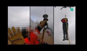 L&#39;hélitreuillage du paquebot "Viking sky" filmé par les secouristes