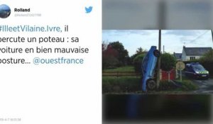 Ille-et-Vilaine. Ivre, il percute un poteau : sa voiture en bien mauvaise posture…