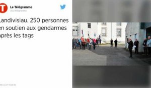 Tags haineux à Landivisiau : 250 personnes en soutien aux gendarmes